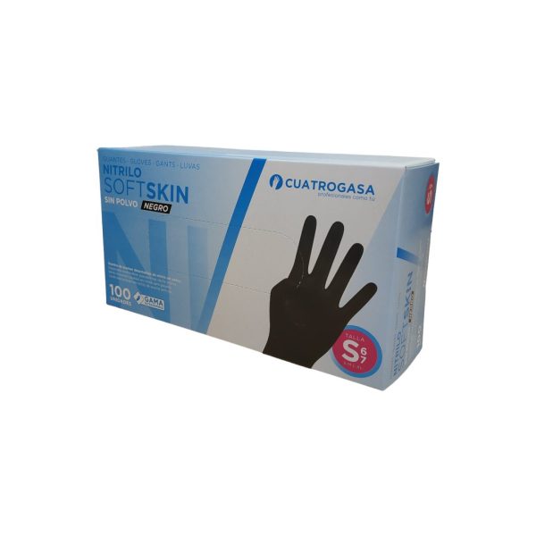 Cuatrogasa guantes nitrilo negro talla S (6-7)