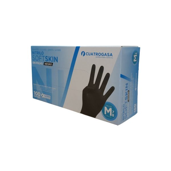 Cuatrogasa guantes nitrilo negro talla M (7-8)