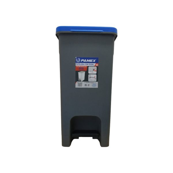 Papelera con pedal azul 30 Litros - Imagen 2